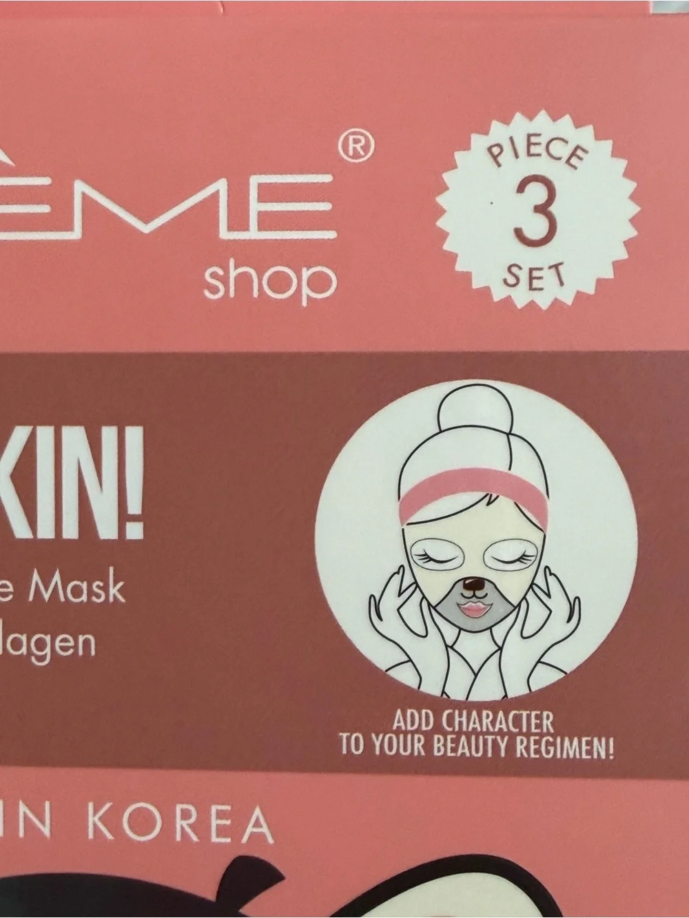 The Crème Shop Pink Animated French Bulldog Plumping Face Mask (3-Pack)
